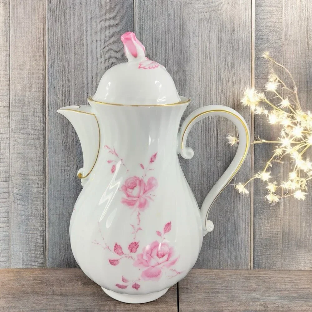 AK Kaiser Porcelain Teapot Rokokoform Dubarry Germany Rose‎ Bud Carafe Mirabell